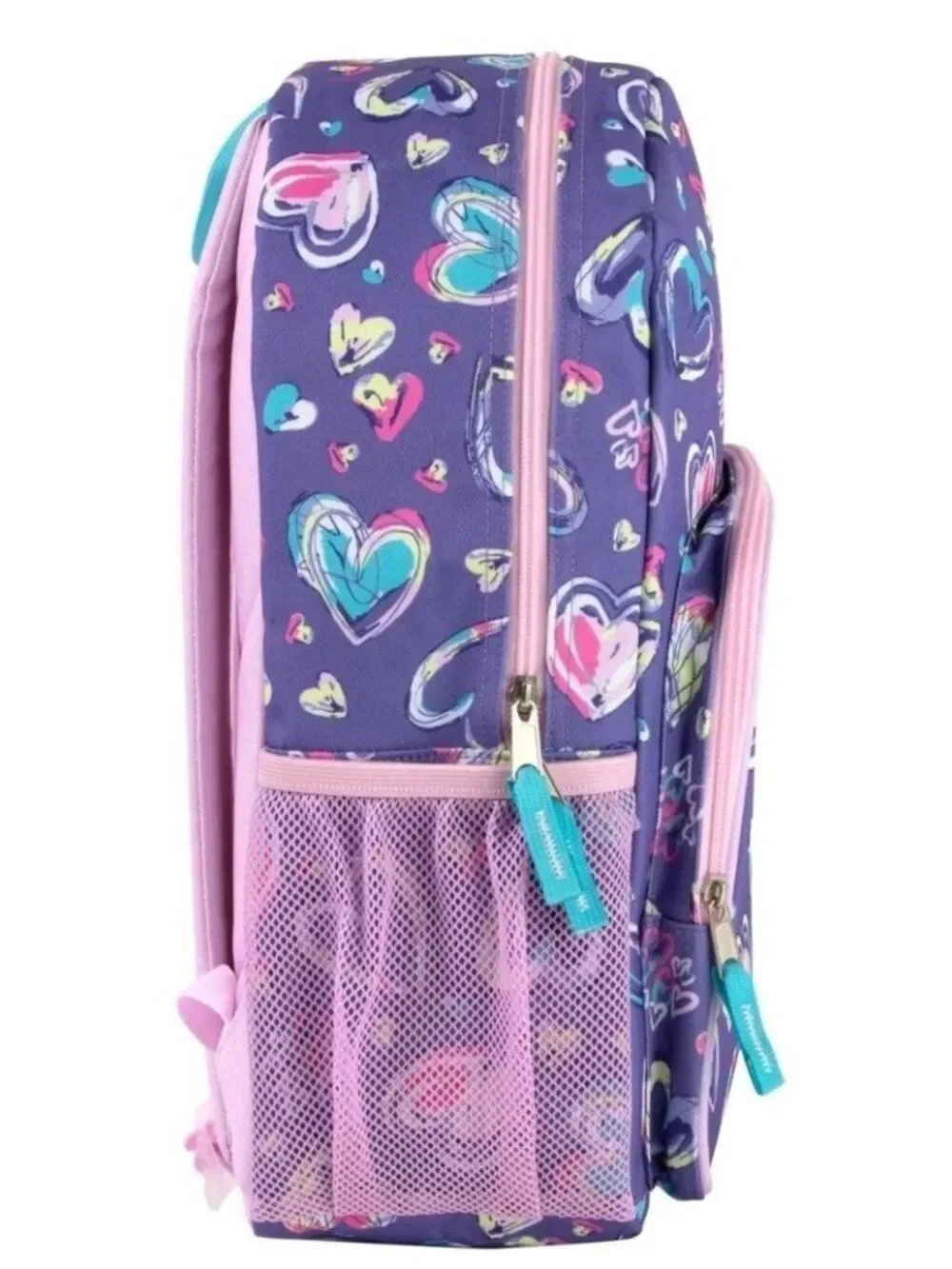 Purple Hearts Backpack  Toddler Kids Girls School Bag Side Pockets Padded Laptop